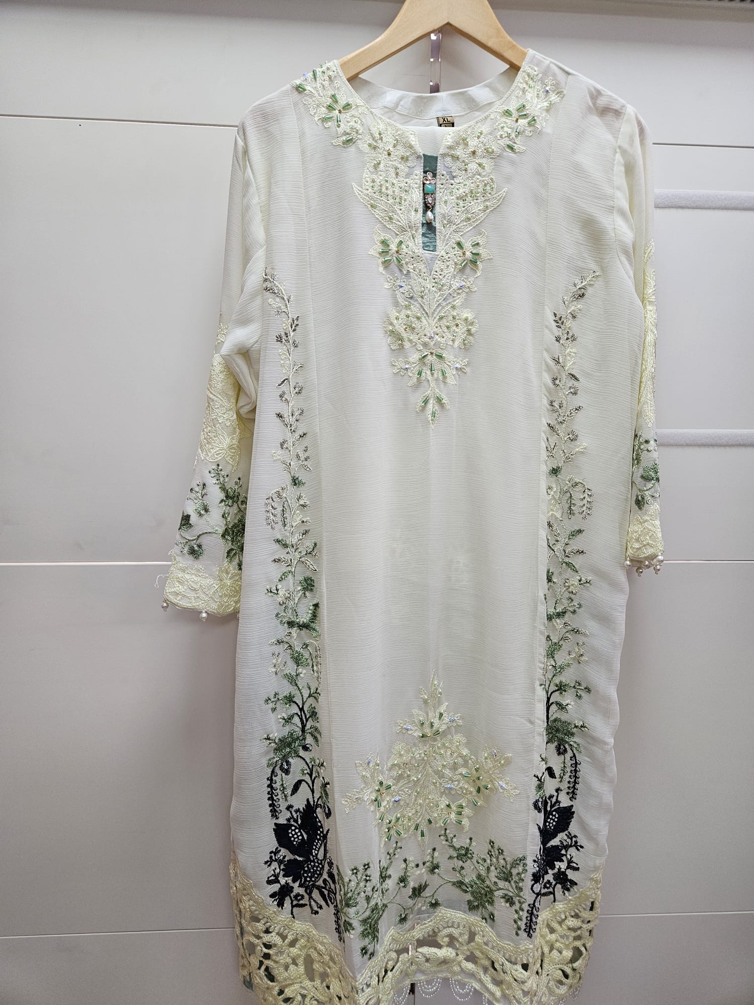 agha noor cream trousers